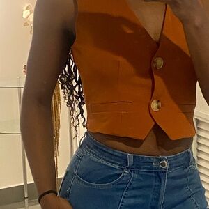 Missguided Orange Button-Up Crop Top